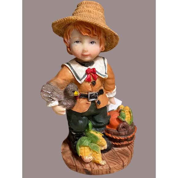 Thanksgiving Pilgrim Boy & Girl Figurines Set - Harvest Decor By Ks Collection - Picture 4 of 13